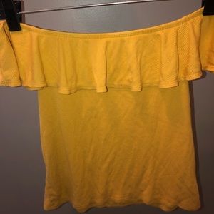 off the shoulder yellow crop top